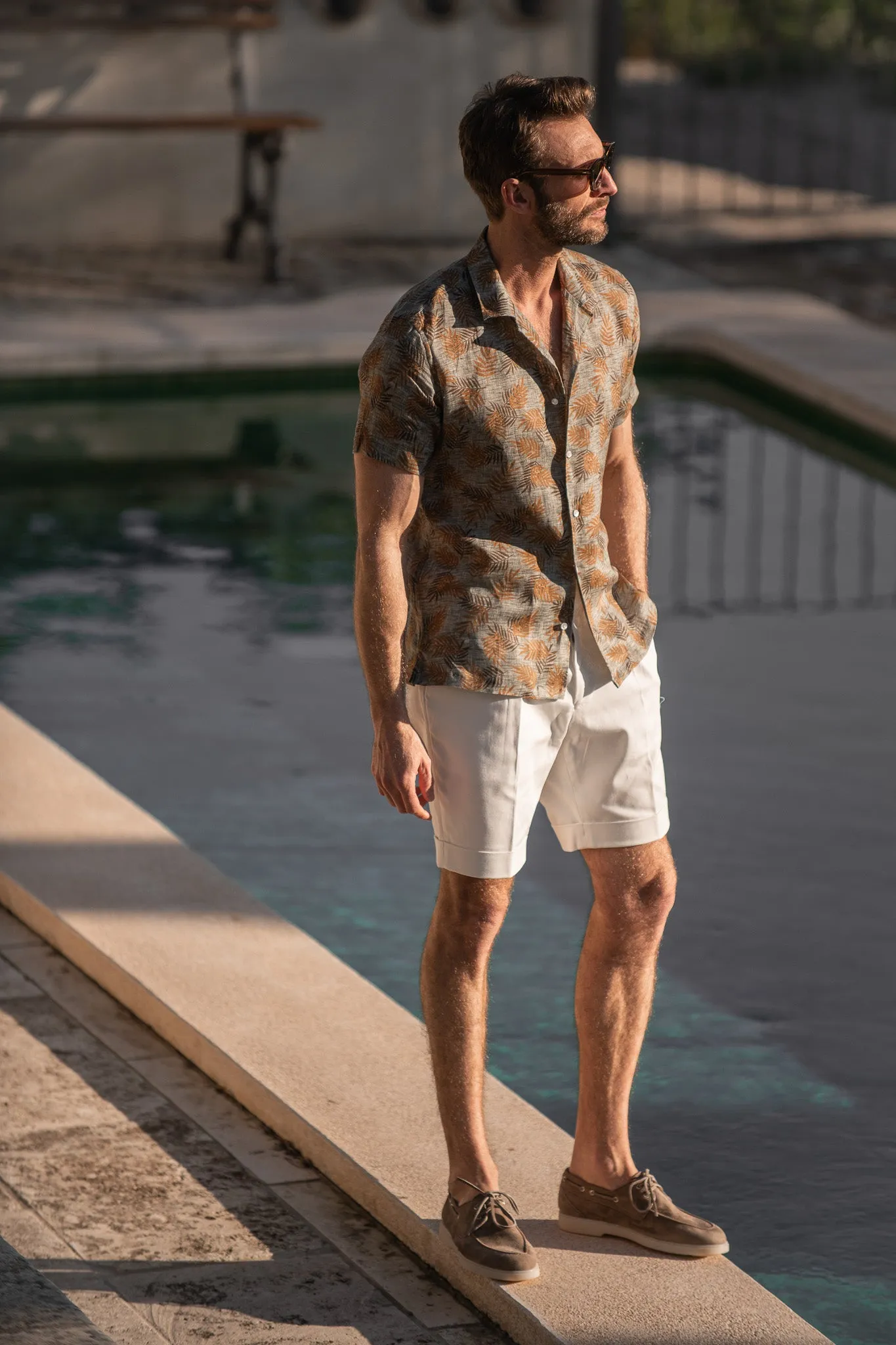 Green Hawaiana linen shirt - Made in Italy