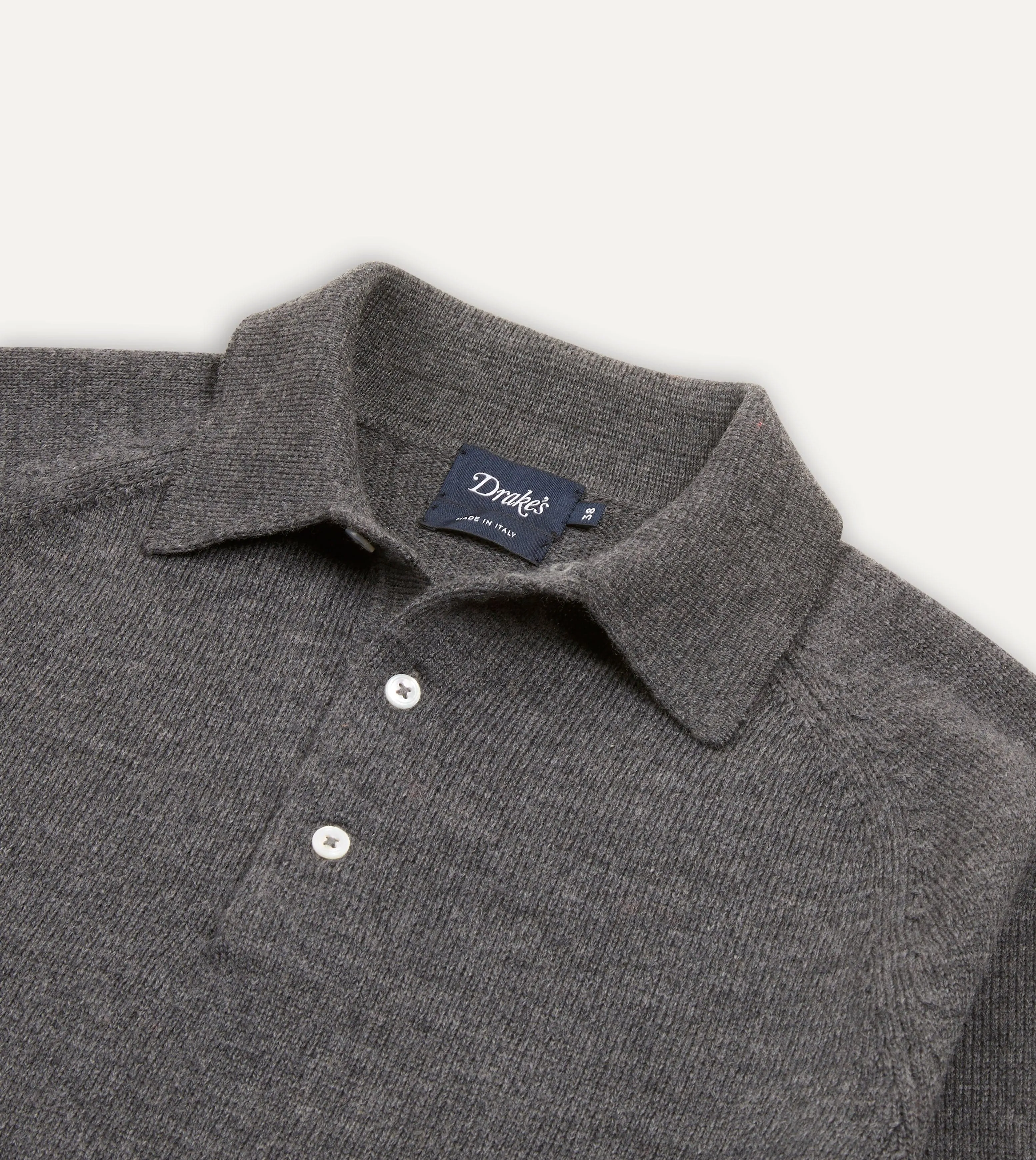 Grey Merino Wool Knitted Polo