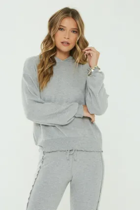 Heather Grey Hoodie with Lettuce Edges