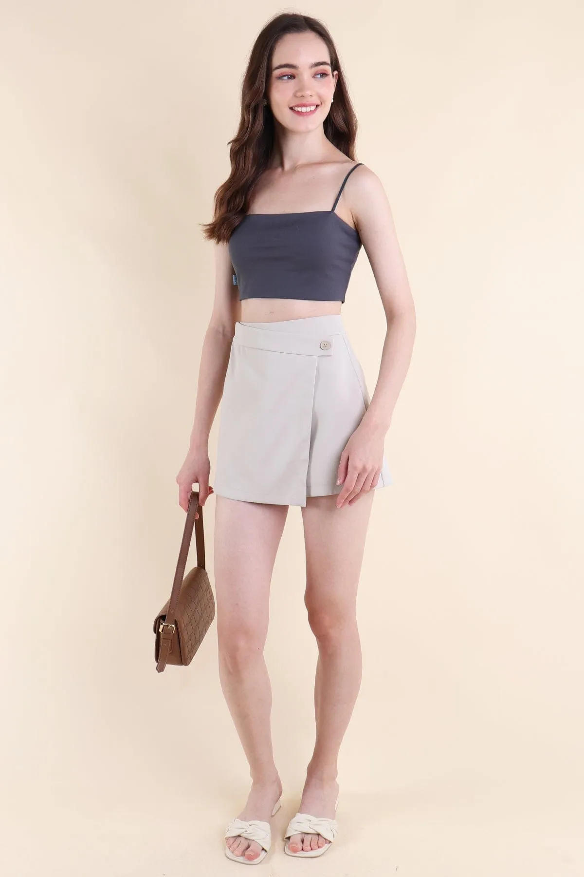 HENLEY ASYMMETRICAL SKORTS IN ECRU