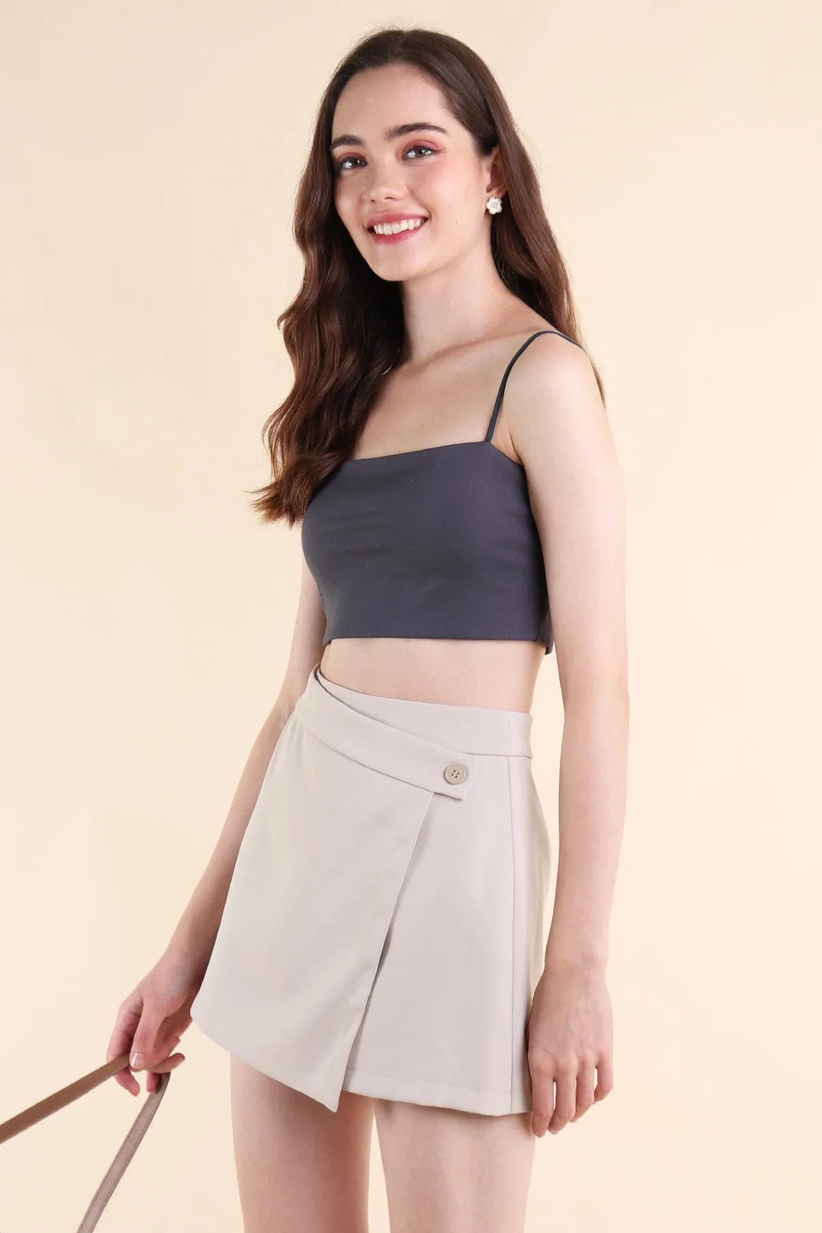 HENLEY ASYMMETRICAL SKORTS IN ECRU