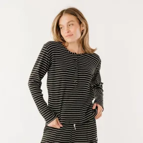 Henley, Black and White Stripe