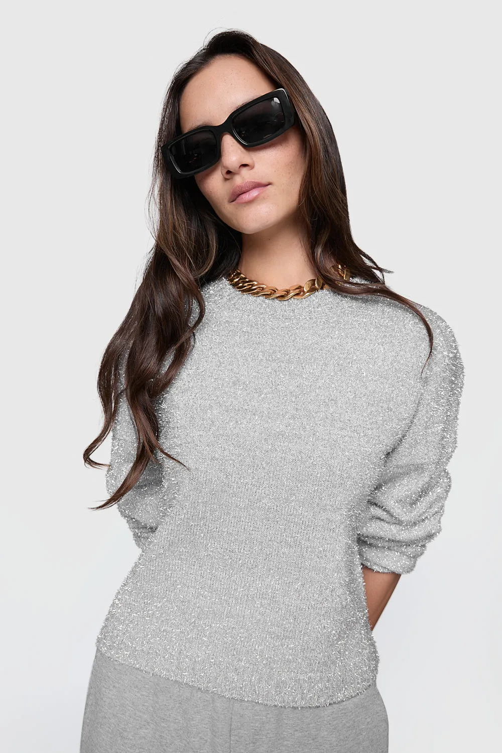 Henley Lurex Sweater