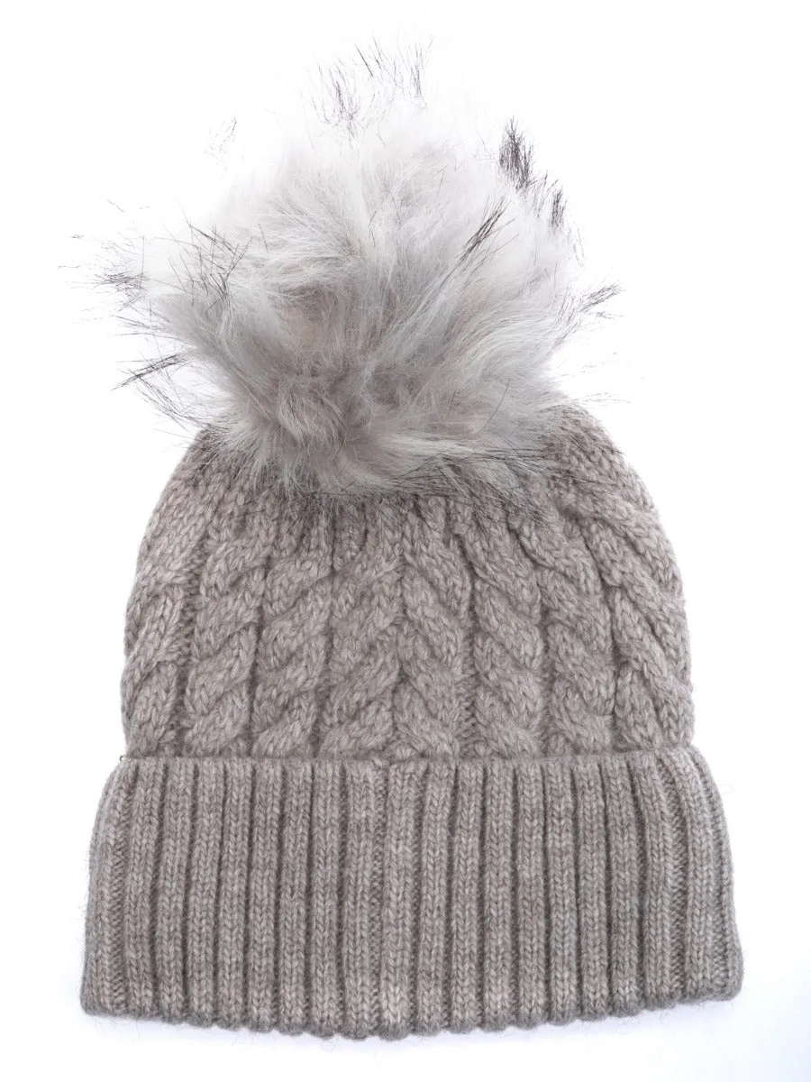 Holland Cooper Windsor Ladies Bobble Hat in Soft Grey