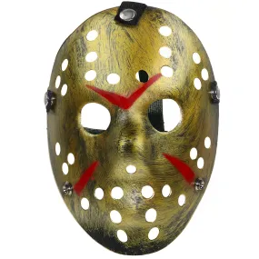 Horror Hockey Costume Mask - Realistic Killer Costume Gold Mask Toys for Adults and Kids