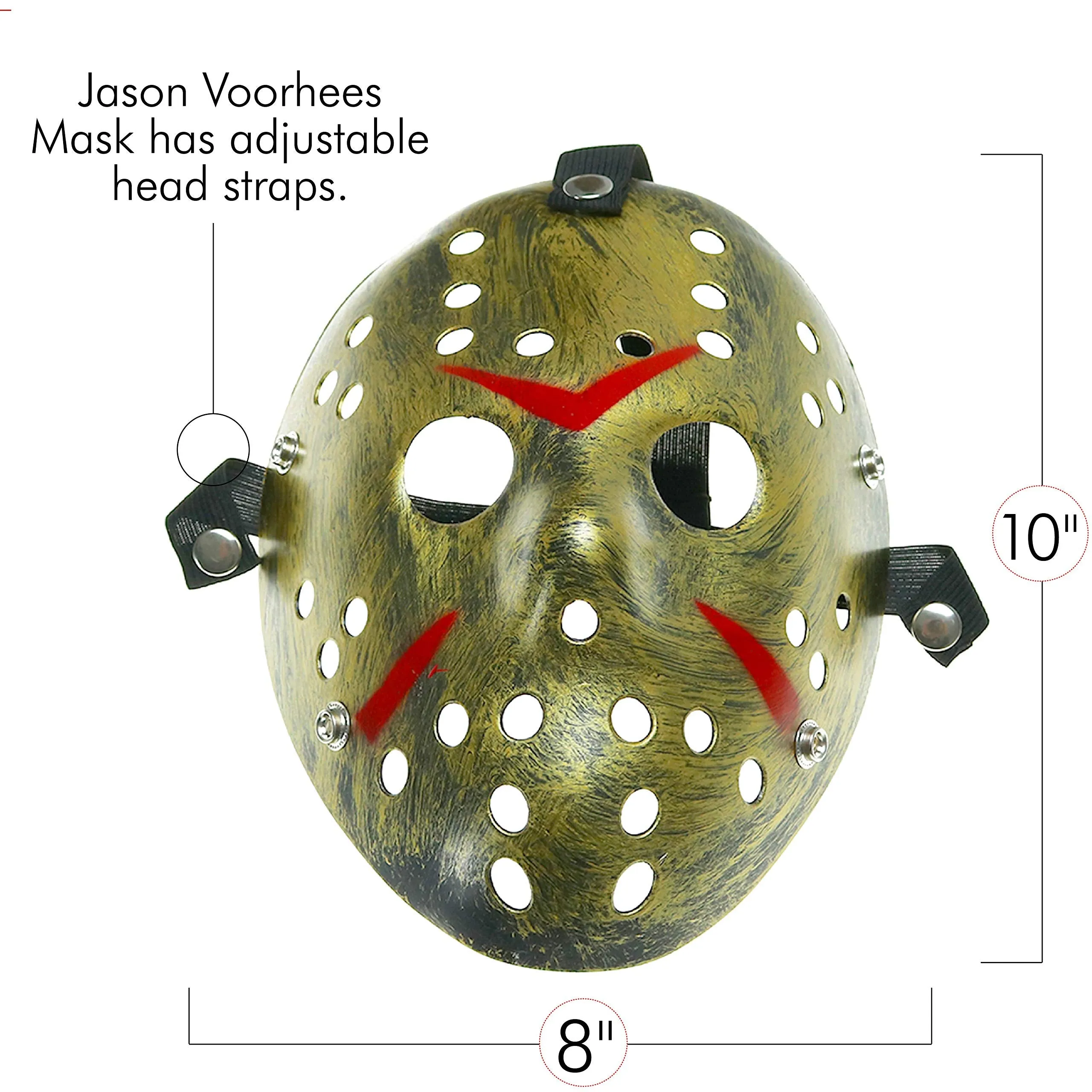 Horror Hockey Costume Mask - Realistic Killer Costume Gold Mask Toys for Adults and Kids