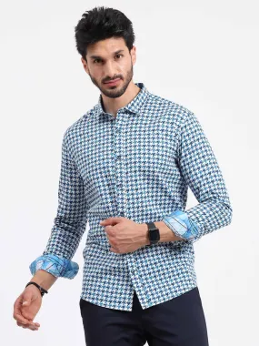 Houndstooth Checks Printed Full Sleeve Shirt