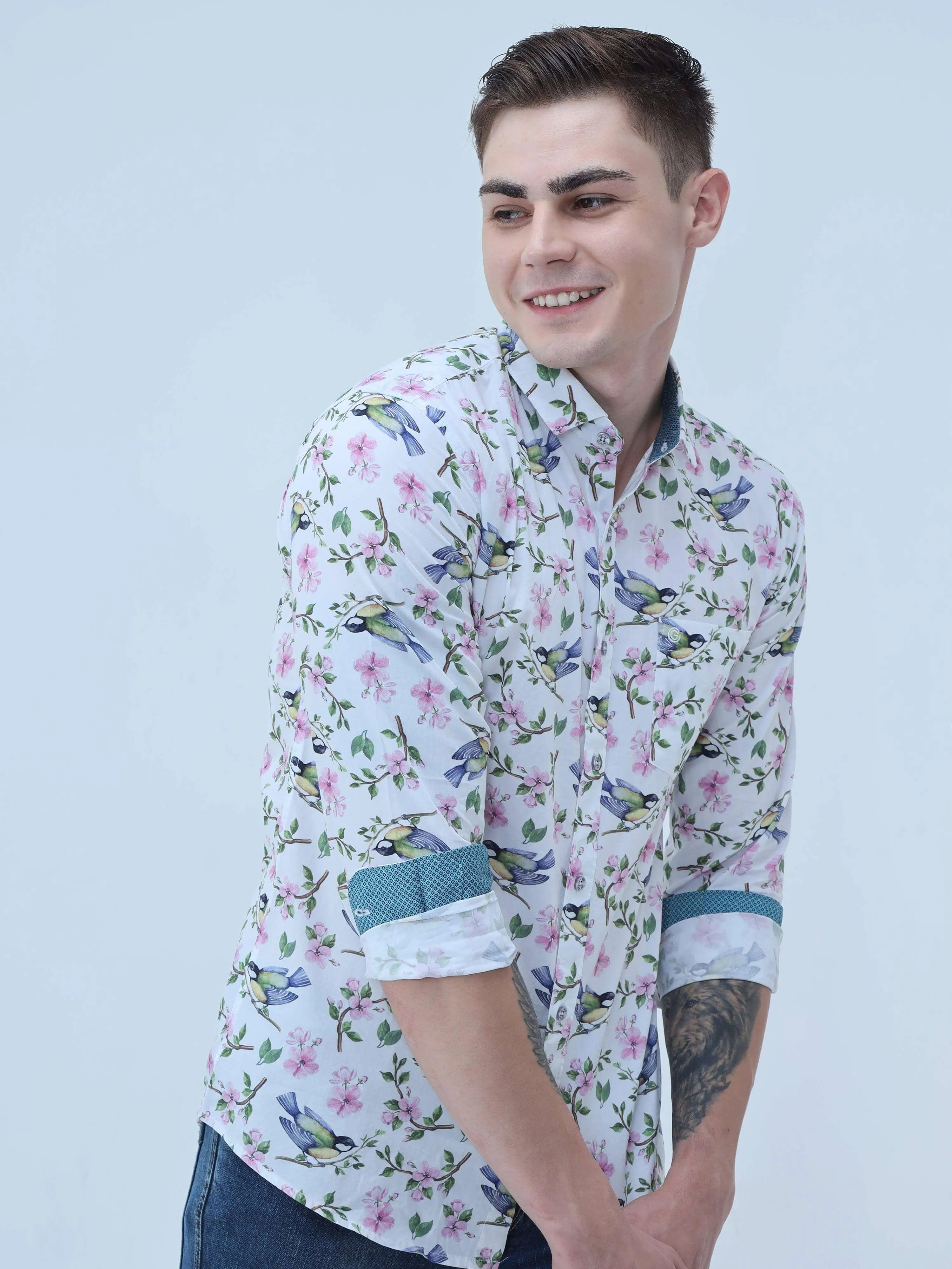 Hummy Bird Digital Printed Full Shirt