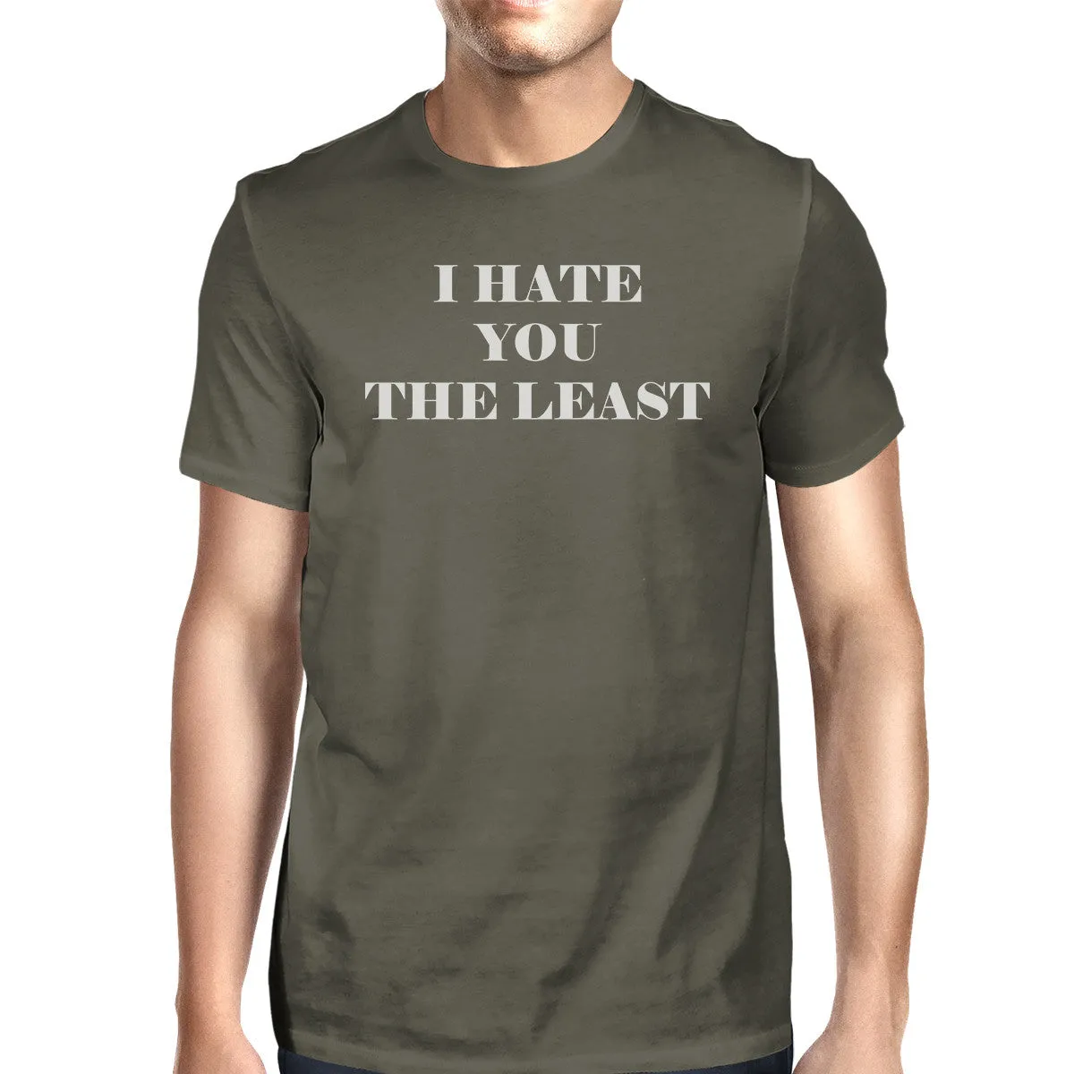 I Hate You The Least Dark Grey Short Sleeve Graphic Tee For Men