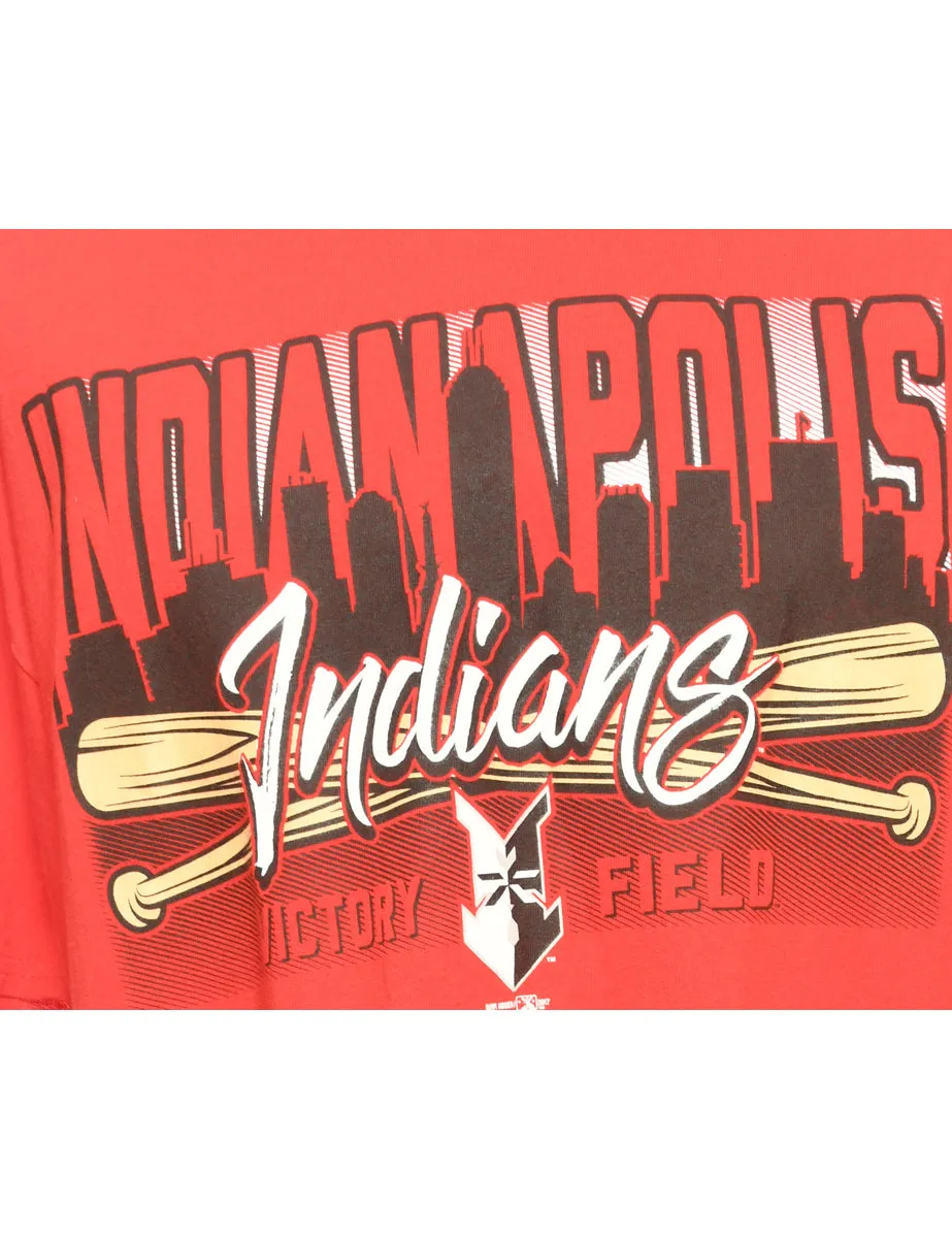 Indians Victory Field Printed Red T-shirt - L