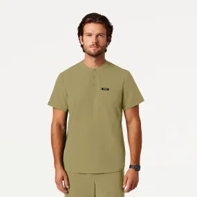 Jaanuu Men's Reeve Henley Scrub Top - Ceramic Khaki