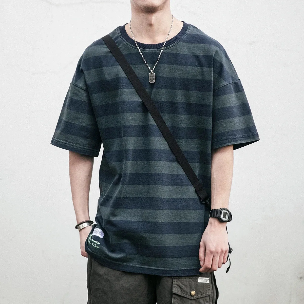 Japanese Streetwear Striped T-Shirt - High Quality Casual Tee