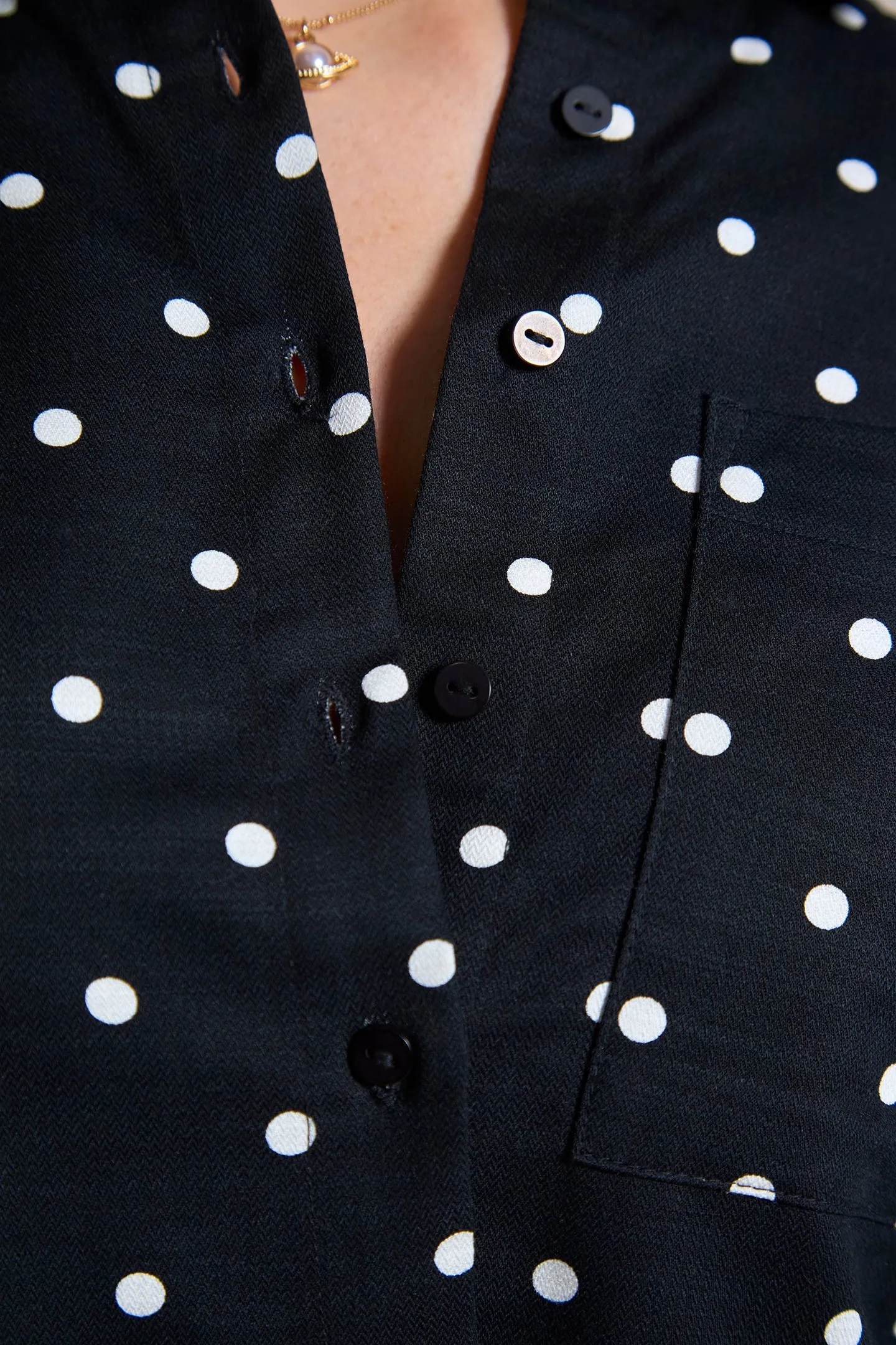 Jenna|Polka Boxy Cotton Shirt