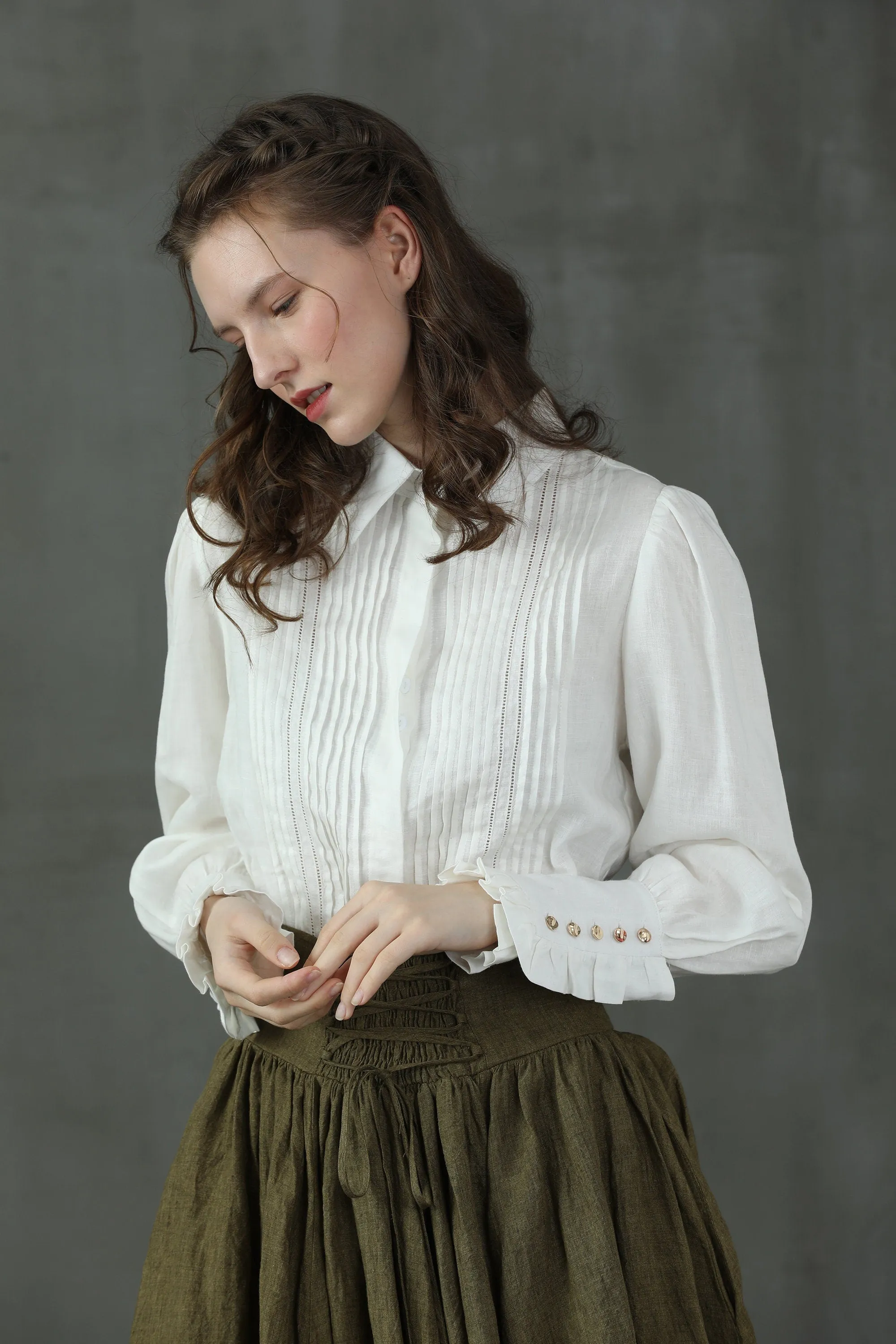 Jo March 31 | Accordion Pleated Linen Shirt