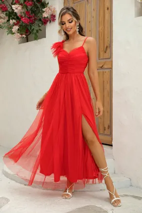 Just A Princess Asymmetrical Ruched Slit Dress