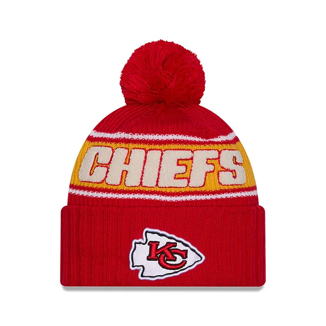 Kansas City Chiefs NFL New Era Men's Red 2024 Sideline Sport Knit Pom Hat