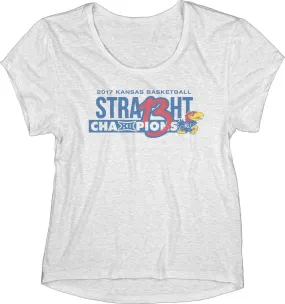 Kansas Jayhawks 13 Straight Basketball Big 12 Champion WOMEN White T-Shirt