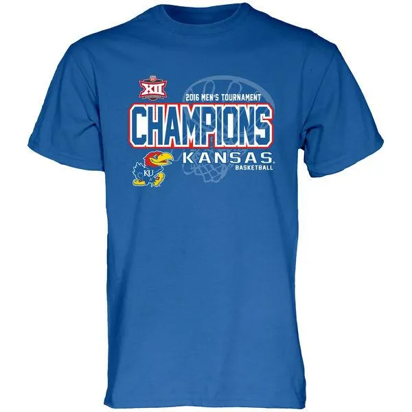 Kansas Jayhawks 2016 Big 12 Basketball Champions Locker Room Blue T-Shirt