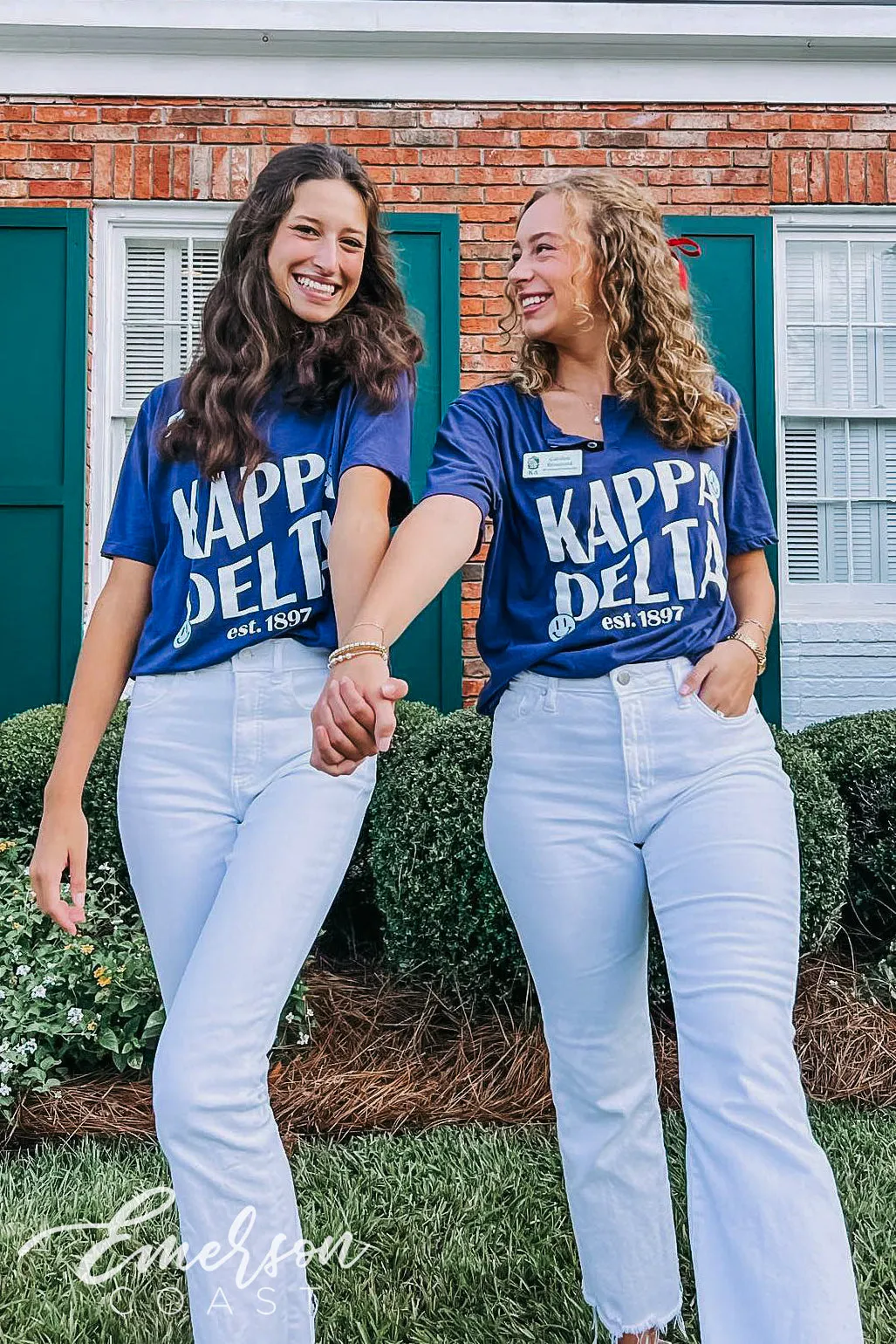 Kappa Delta Navy Recruitment Henley Tee