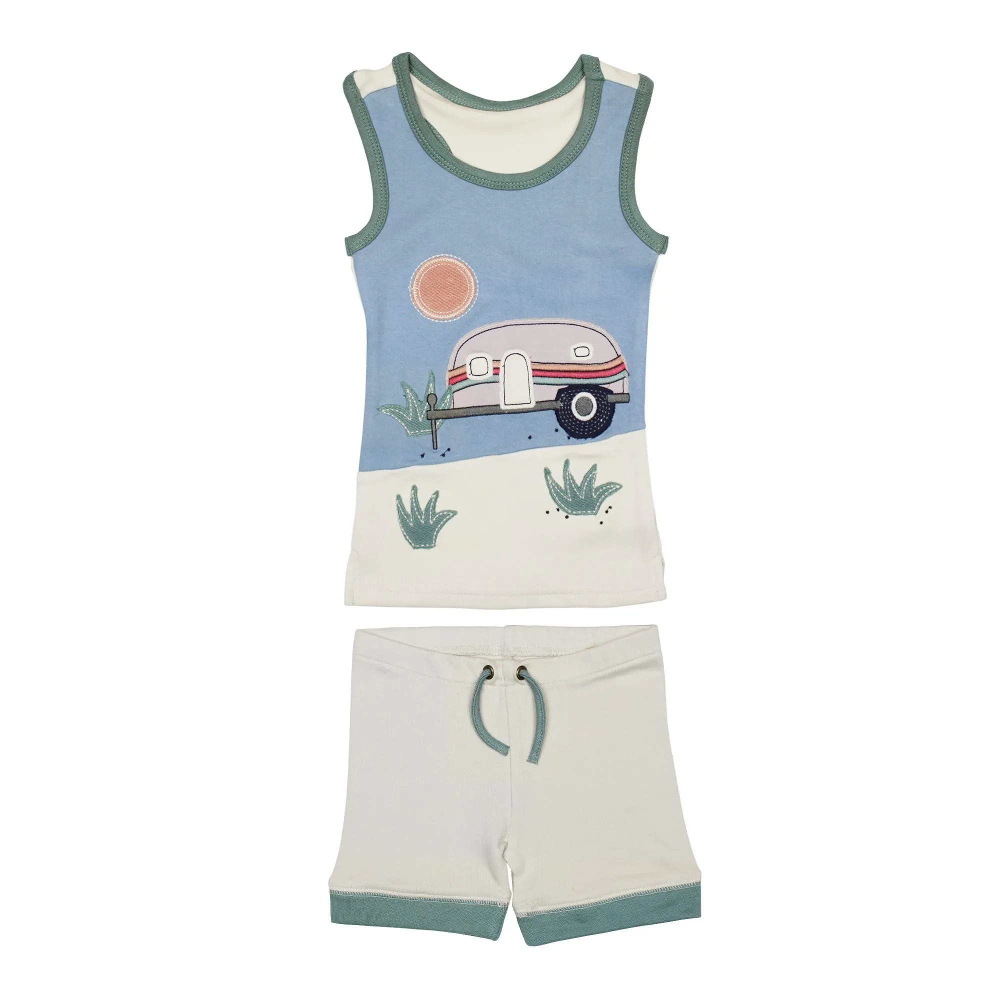 Kids' Appliqué Tank & Bike Short Set in Camper