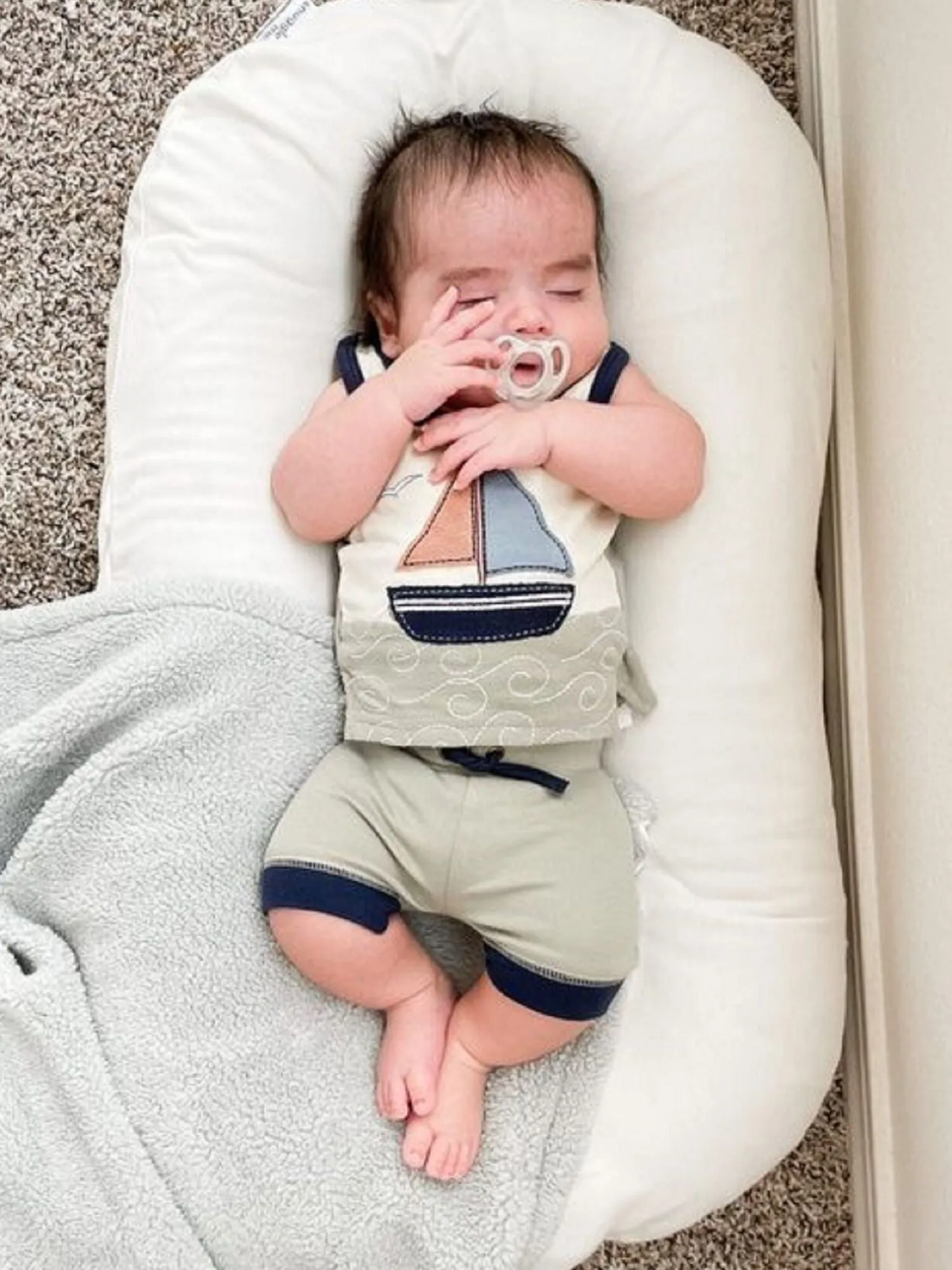 Kids' Appliqué Tank & Bike Short Set in Sailboat