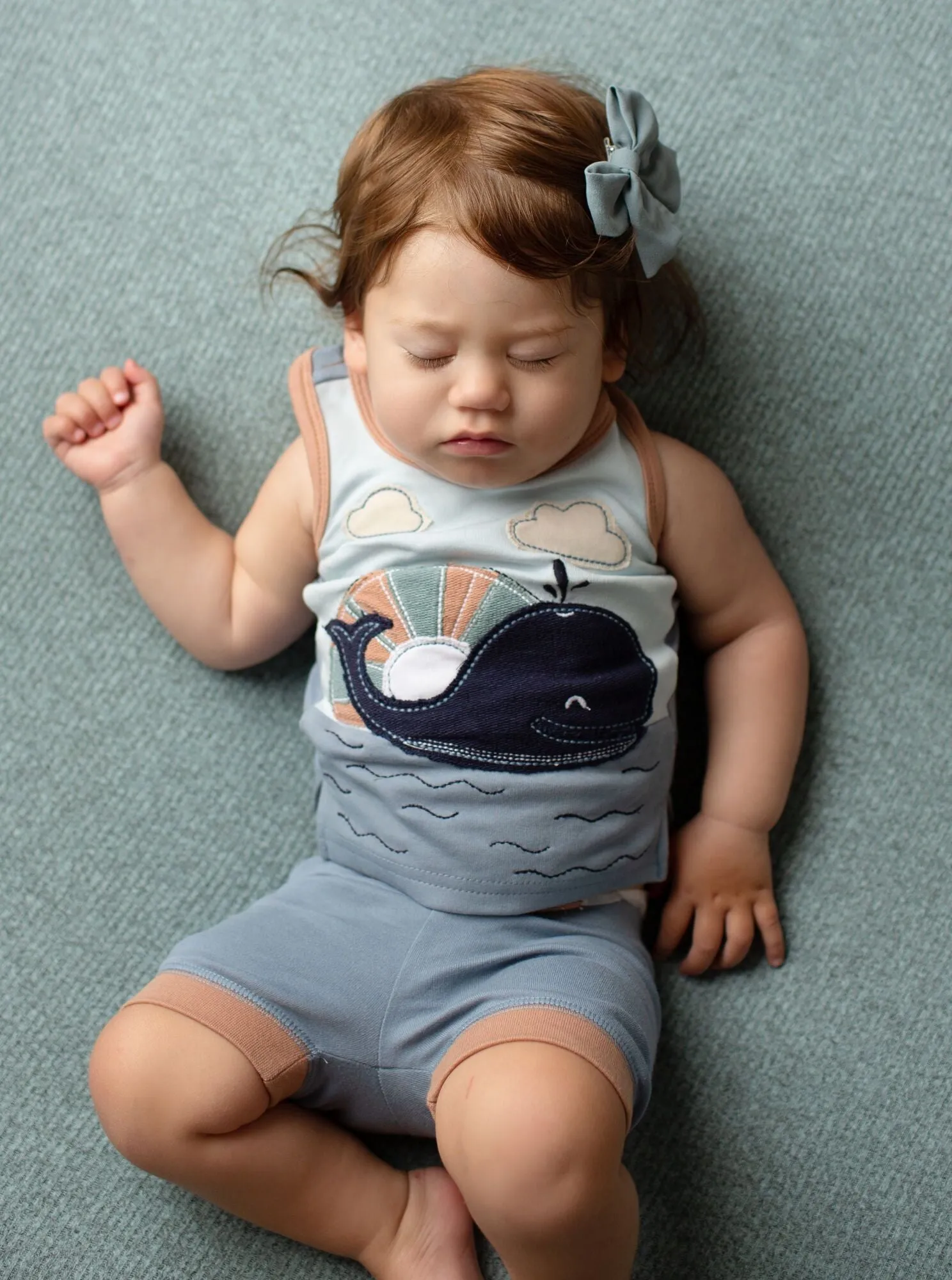 Kids' Appliqué Tank & Bike Short Set in Whale