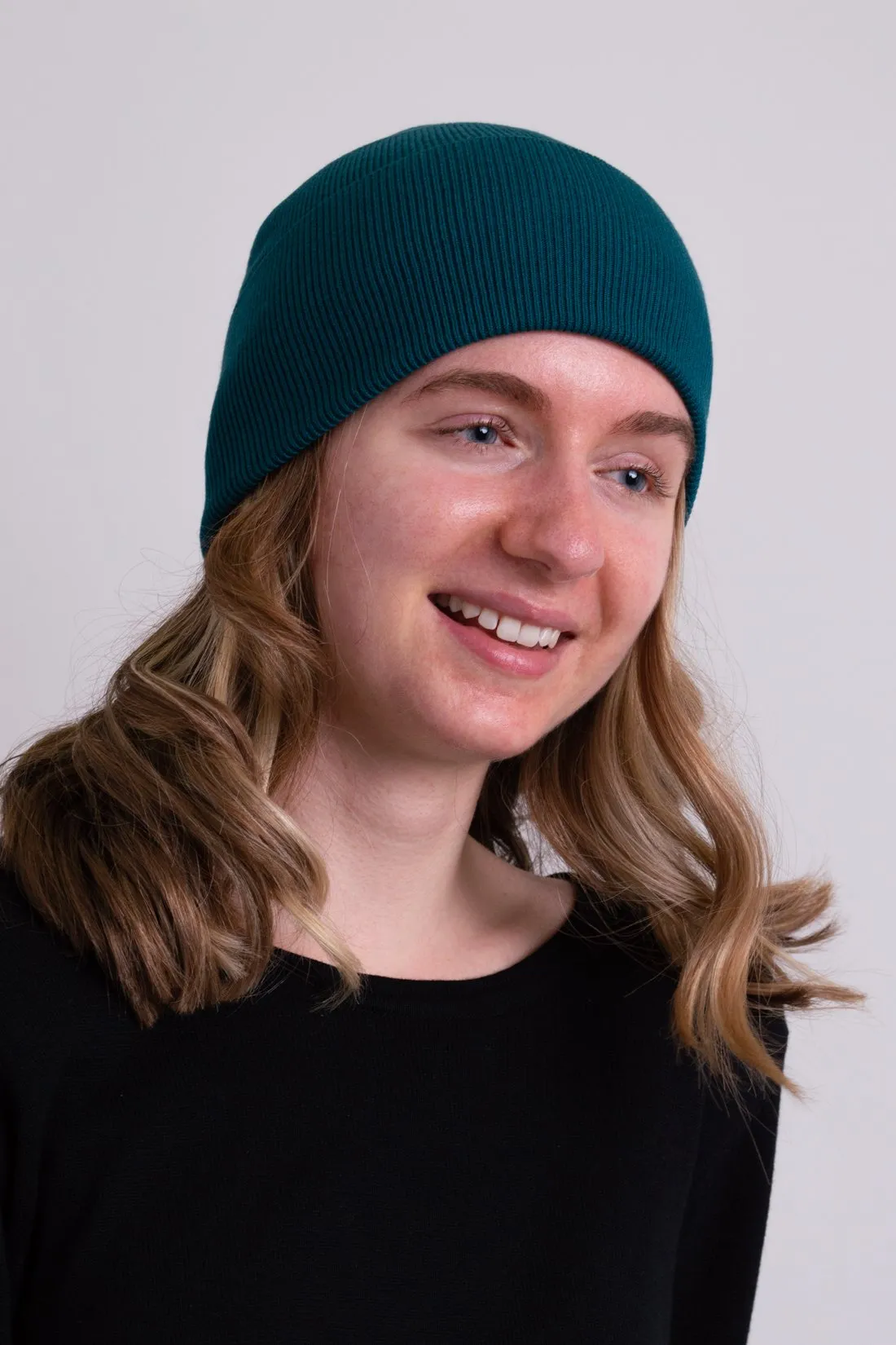 Knit Beanie, Teal, Bamboo Cotton