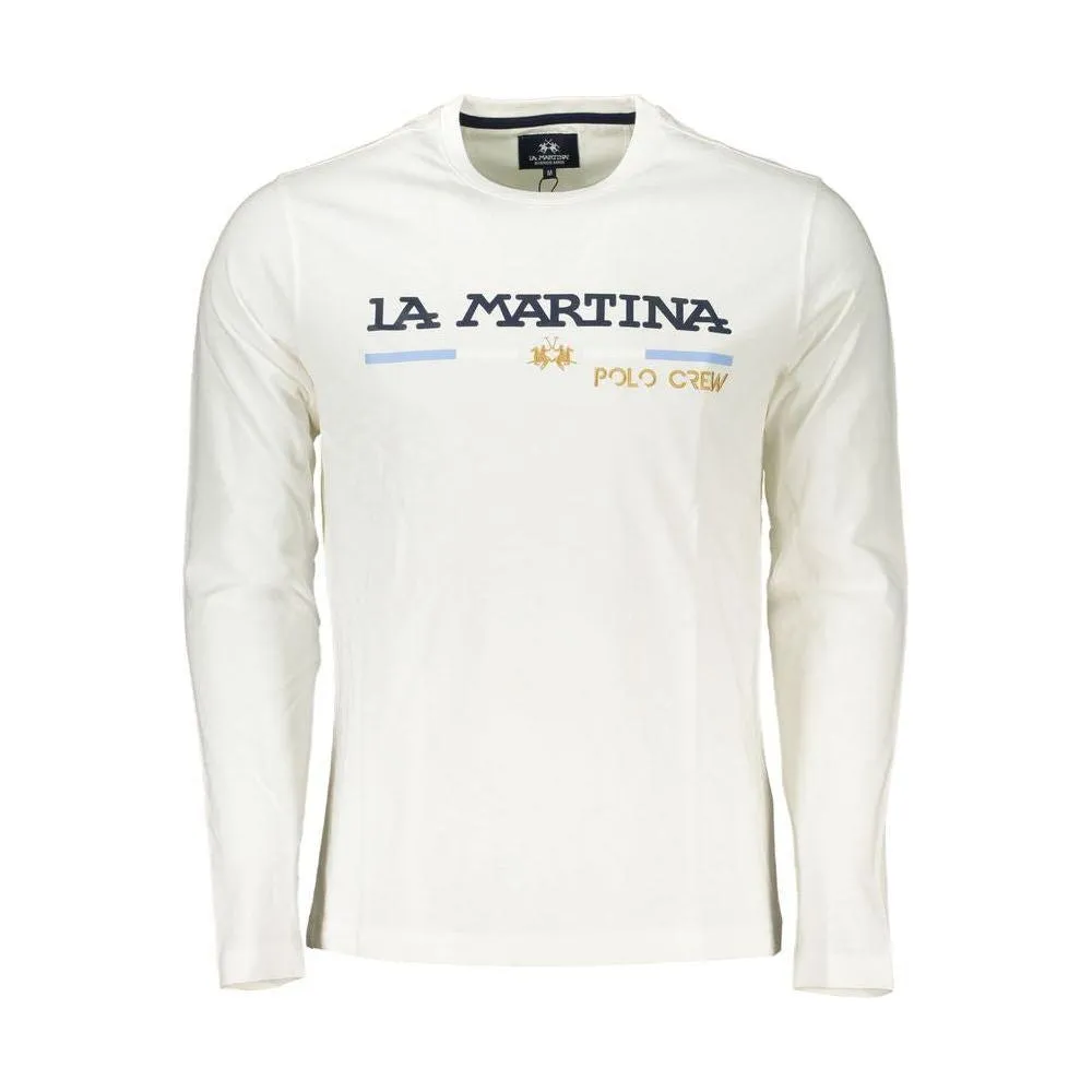 La Martina Chic Crew Neck Embroidered White Tee