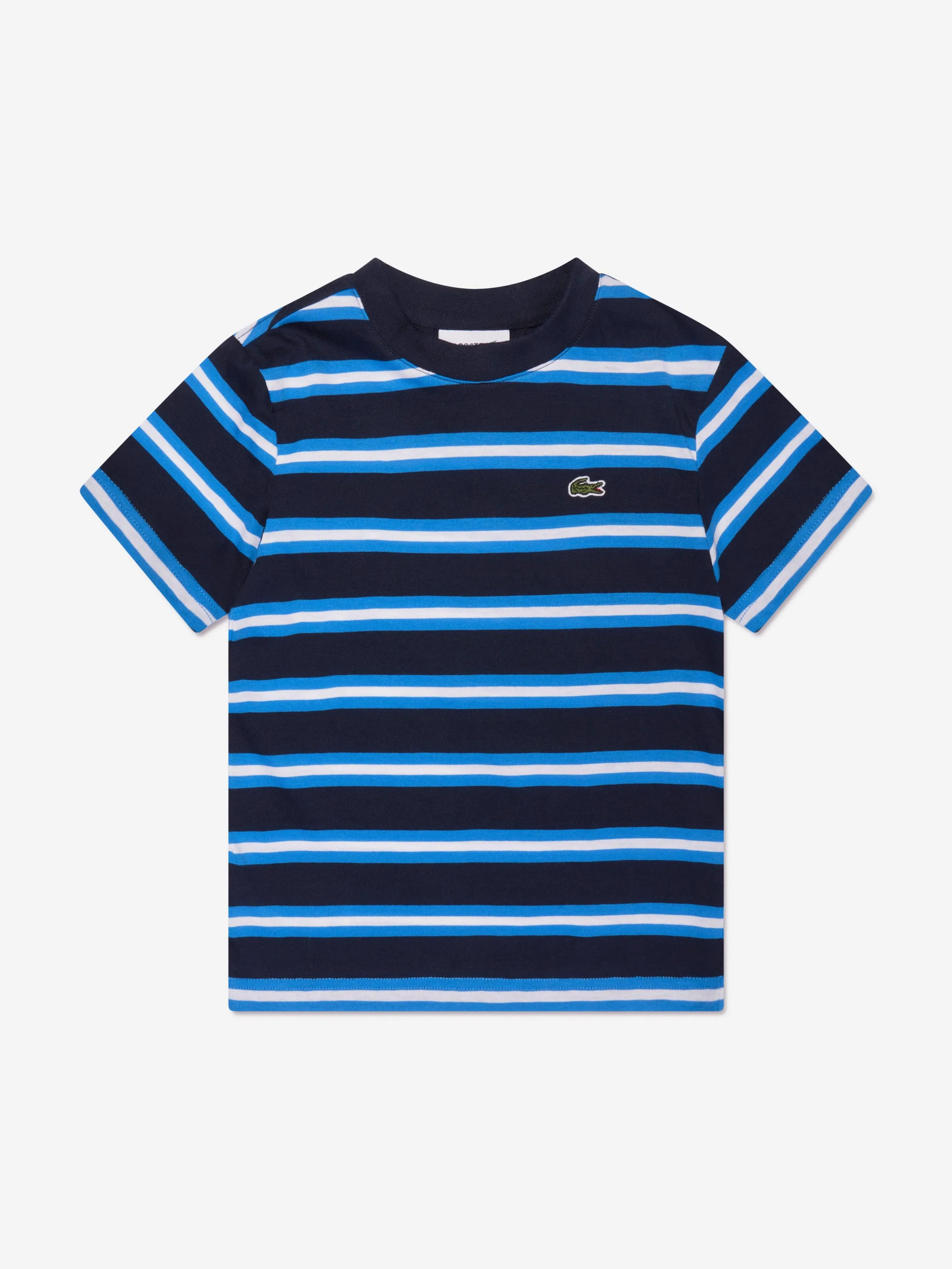 Lacoste Boys Striped Logo T-Shirt in Navy