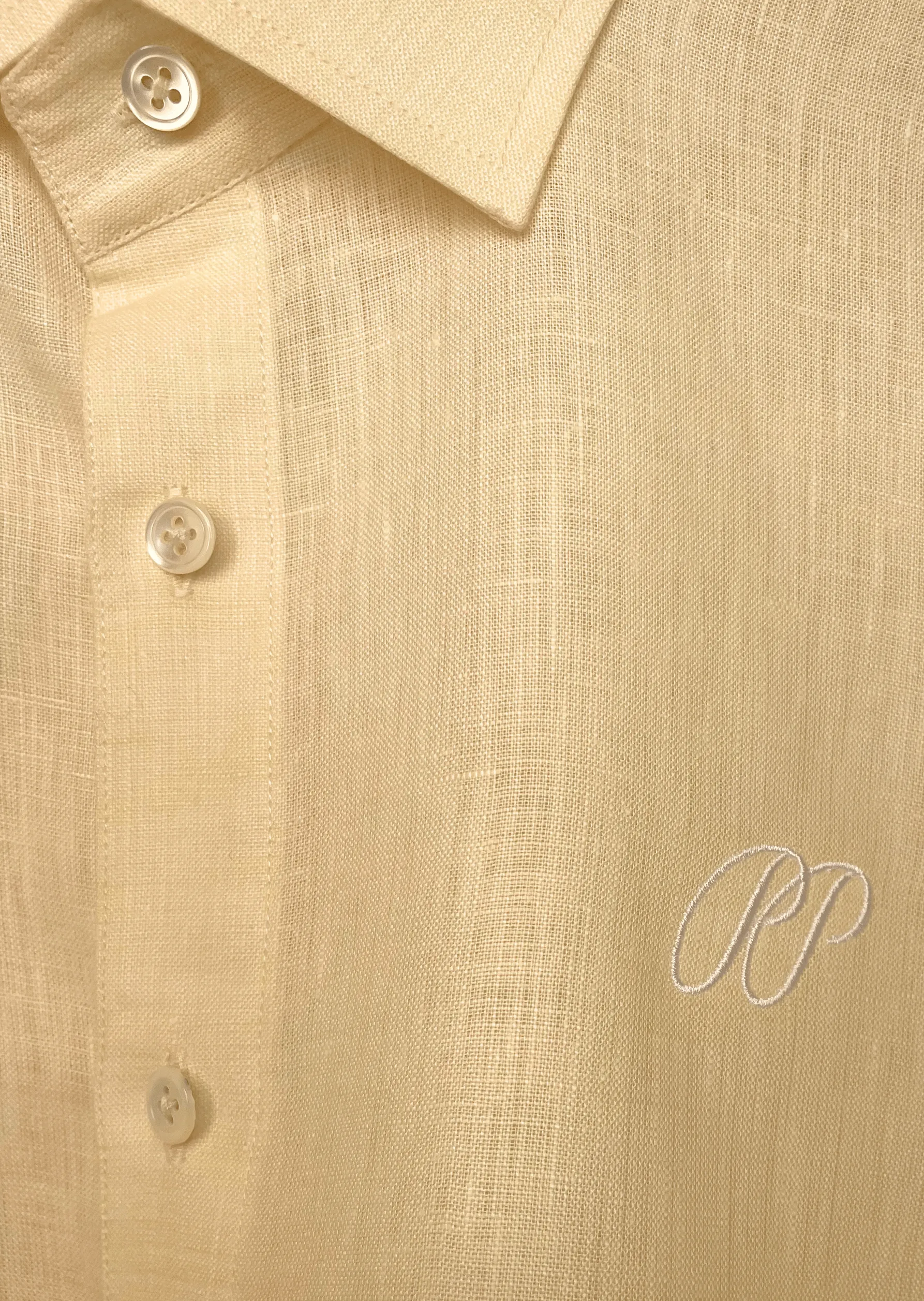 Laos Short Sleeve Linen Shirt - Beige Cream