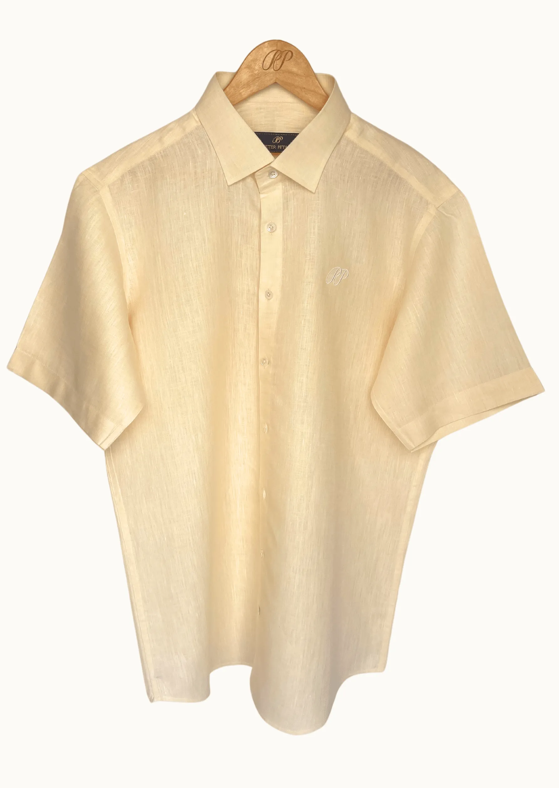 Laos Short Sleeve Linen Shirt - Beige Cream