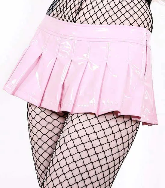 Light Pink Pleated Micro Mini Skirt