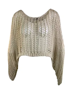 Lochstrick Pullover kurz sand