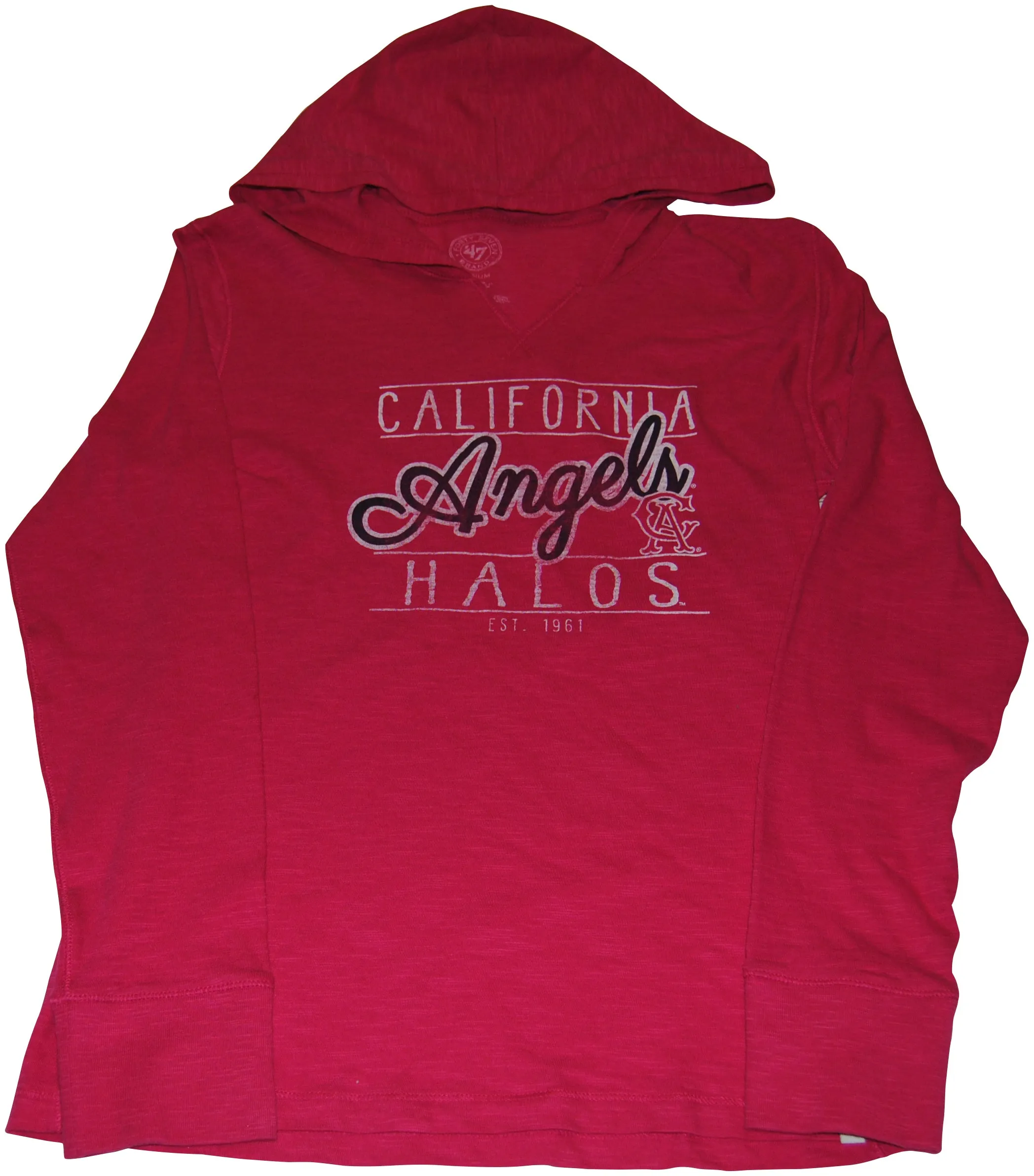 Los Angeles California Angels 47 Brand Pink Womens Long Sleeve Hooded Shirt (M)