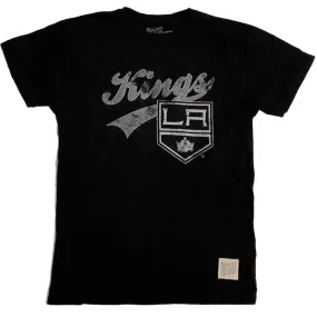 Los Angeles Kings Retro Brand Black "Kings" Swoosh Soft Cotton T-Shirt