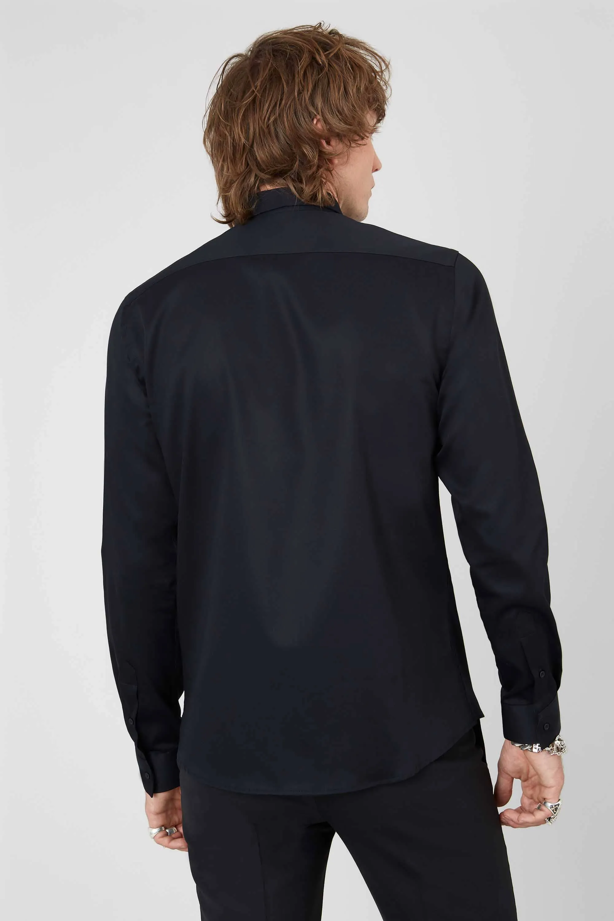 Lynton Skinny Fit Black Shirt