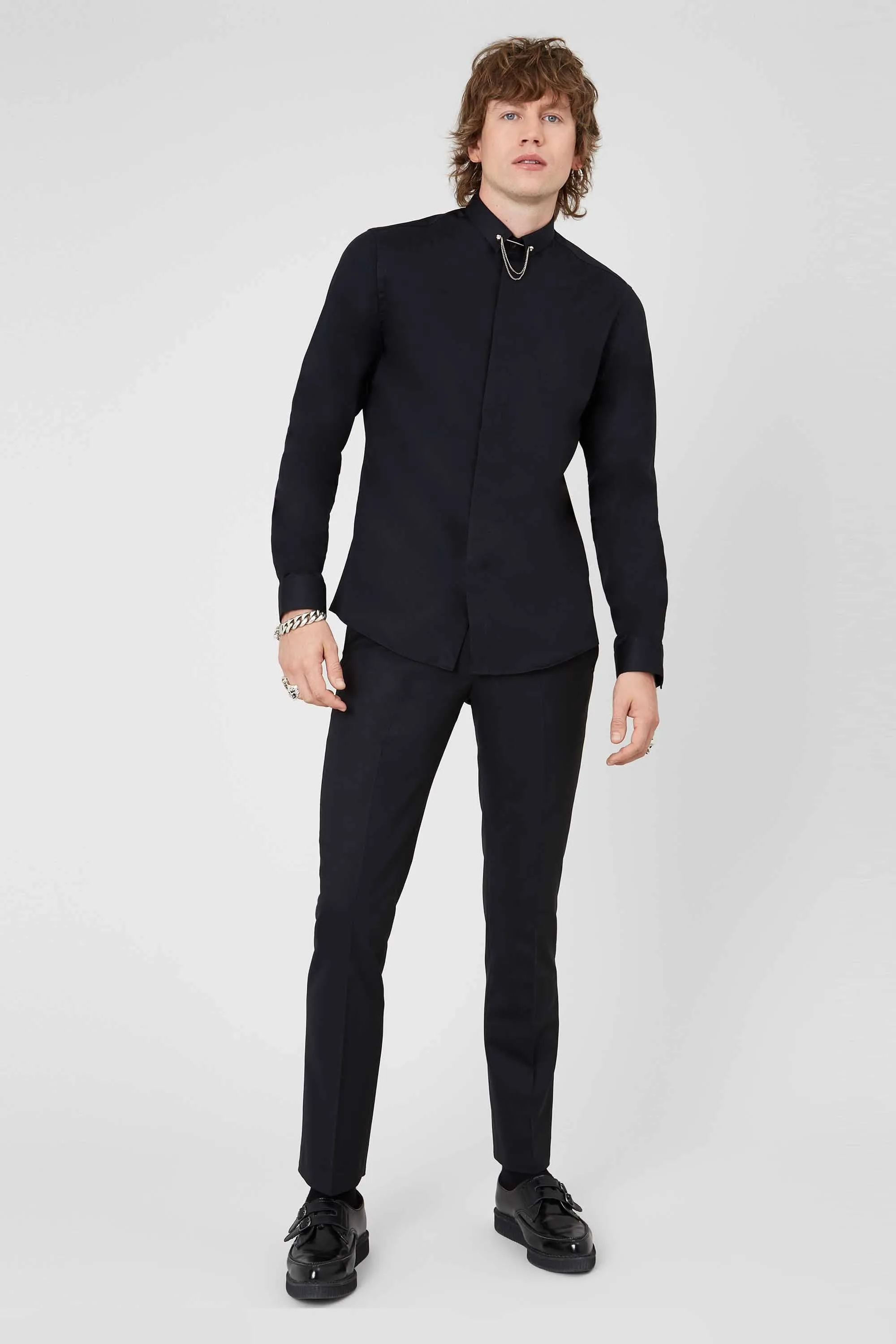 Lynton Skinny Fit Black Shirt