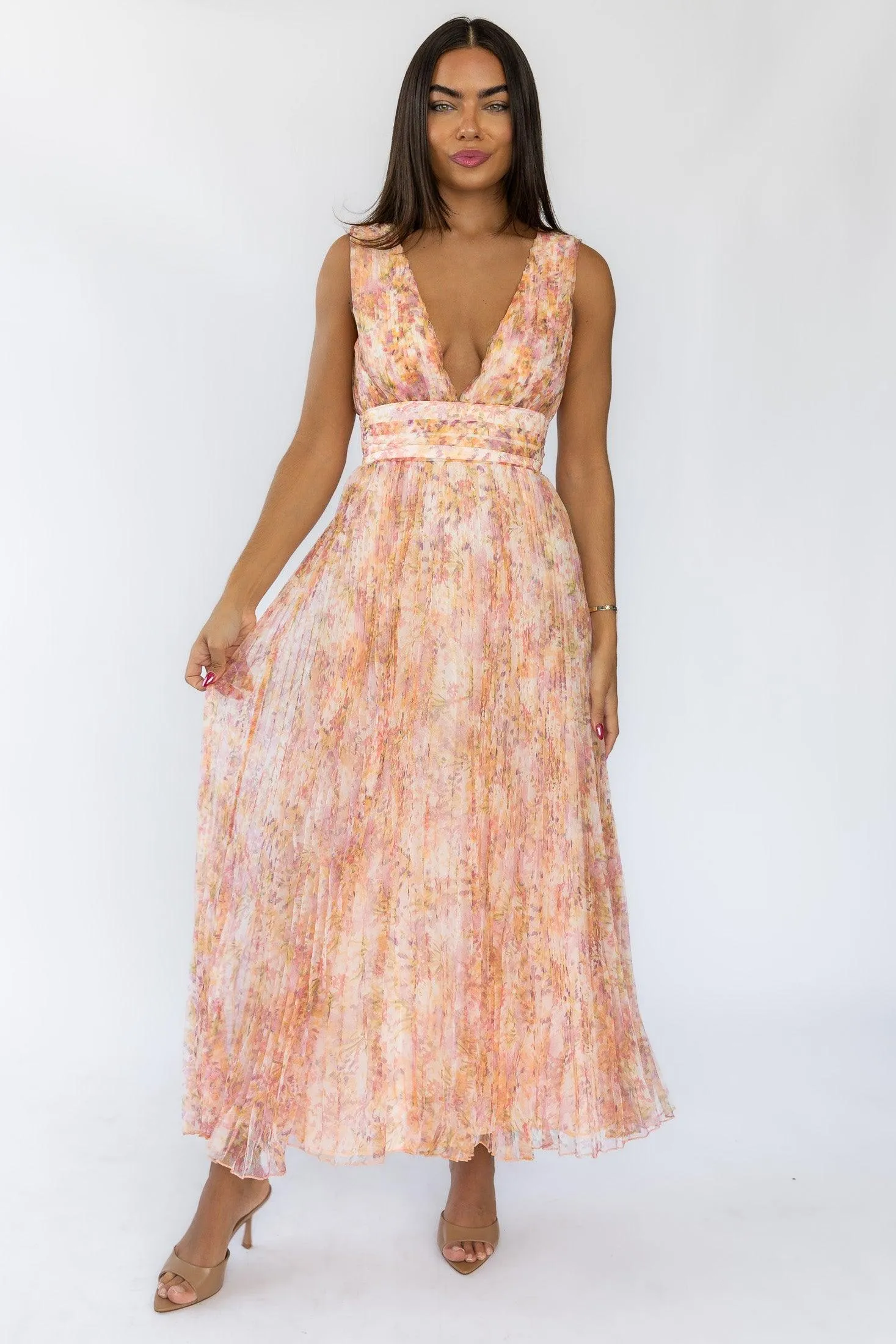 Malena Floral V-Neck Maxi Dress - Final Sale