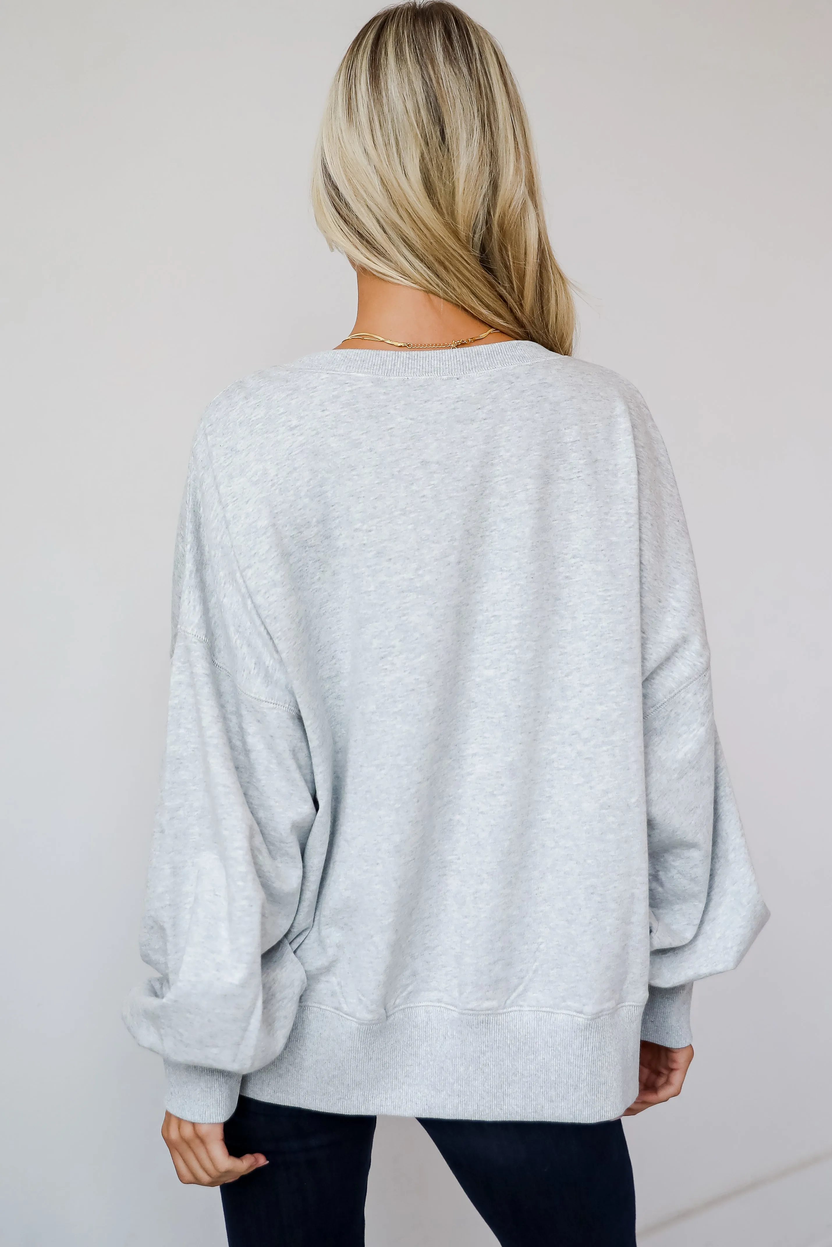 Marvelous Dazzle Heather Grey Pearl Bow Pullover