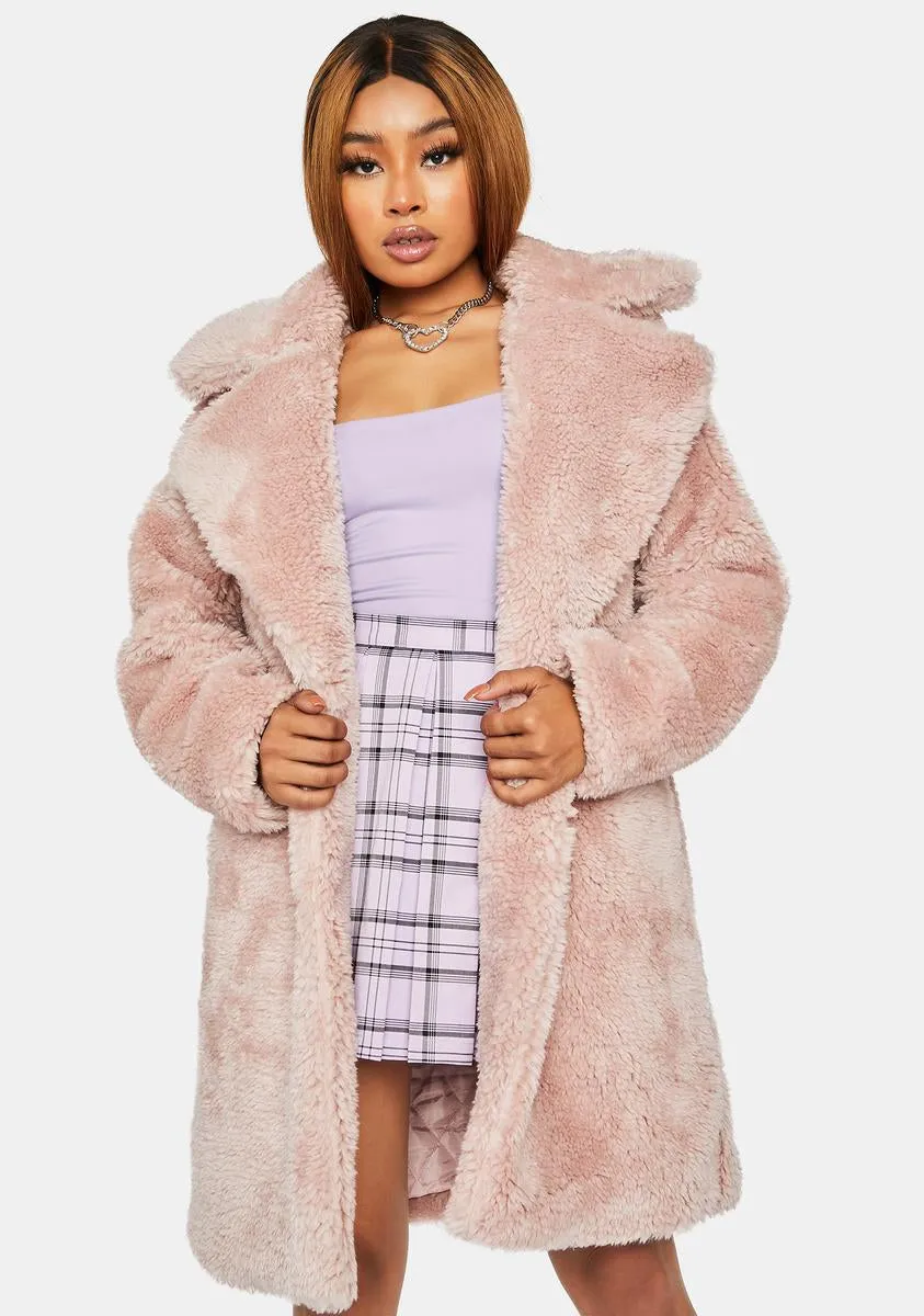 Mauve Total Chillout Faux Fur Coat