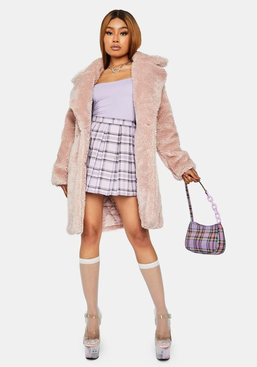 Mauve Total Chillout Faux Fur Coat