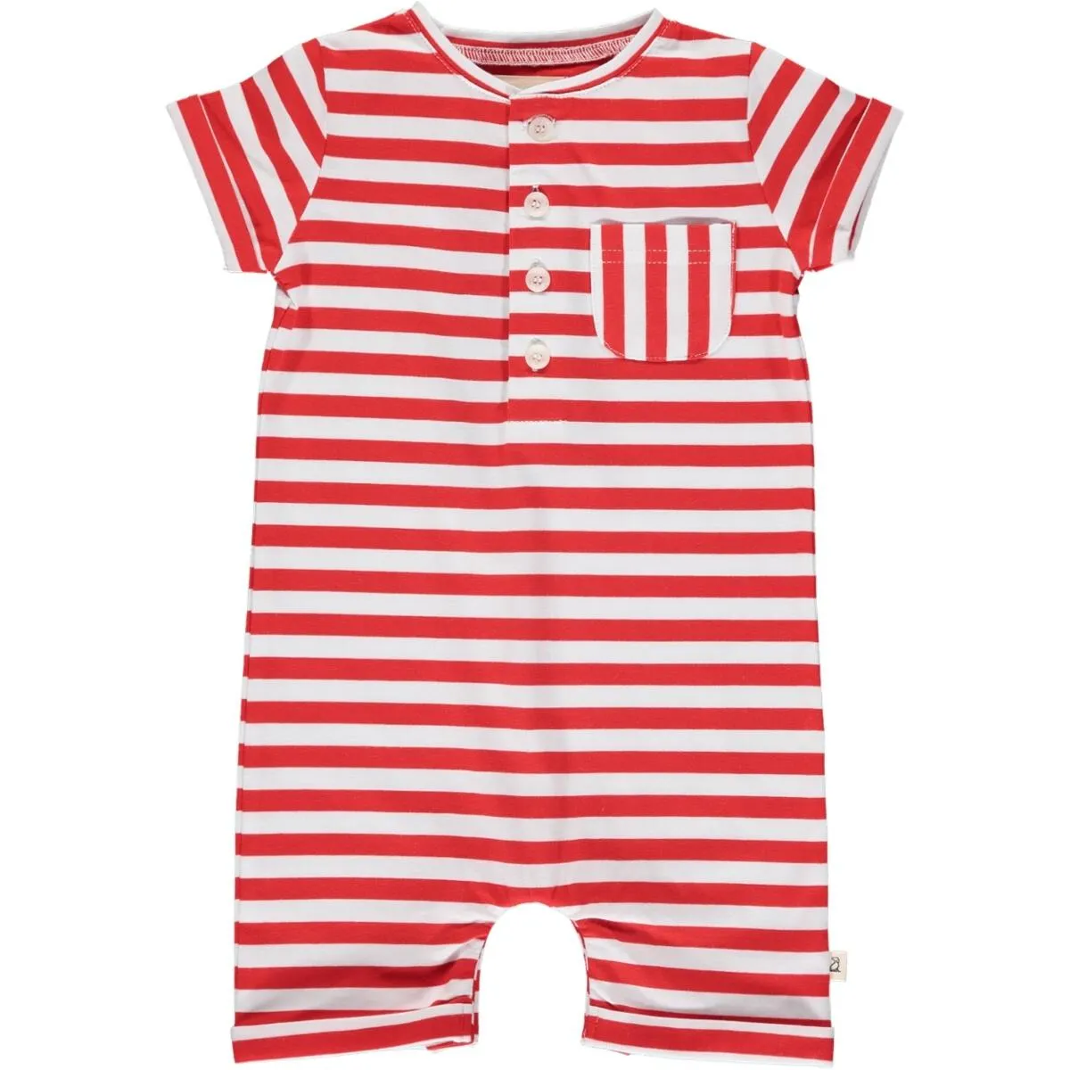 Me & Henry Red/White Ribbed Stripe Camborne Henley Romper