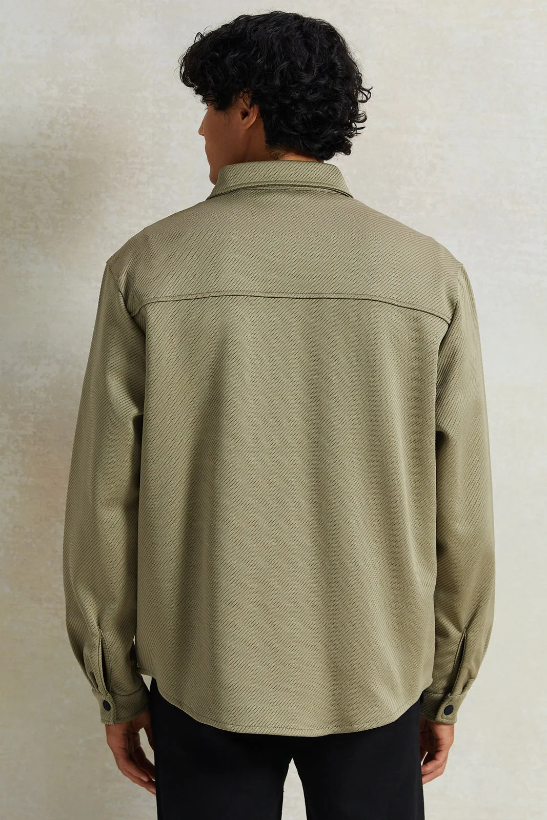 Men Beige Western Pocket Over Shirt