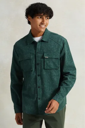 Men Green Western Pocket Over Shirt