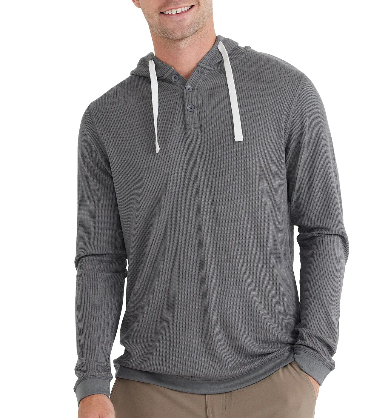 Men's Bamboo Waffle Hoodie - Steel Grey