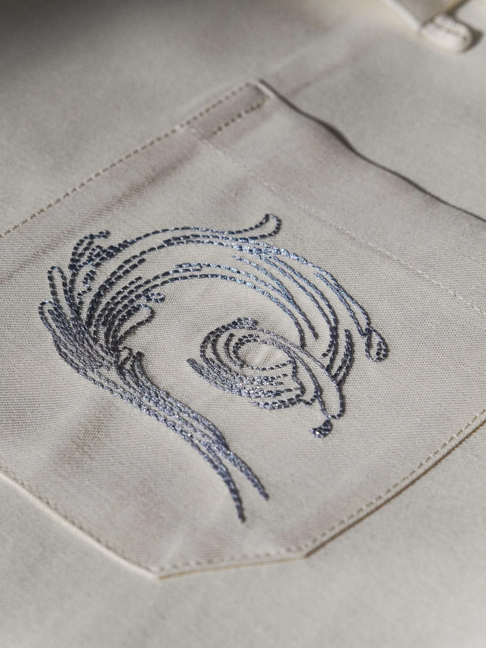 Men's Blue Marlin Embroidery Camp Collar Shirt