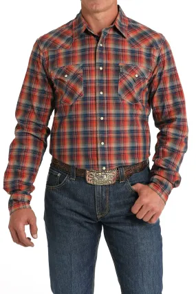 Men's Cinch Modern Fit Red/Navy Plaid Snap Shirt