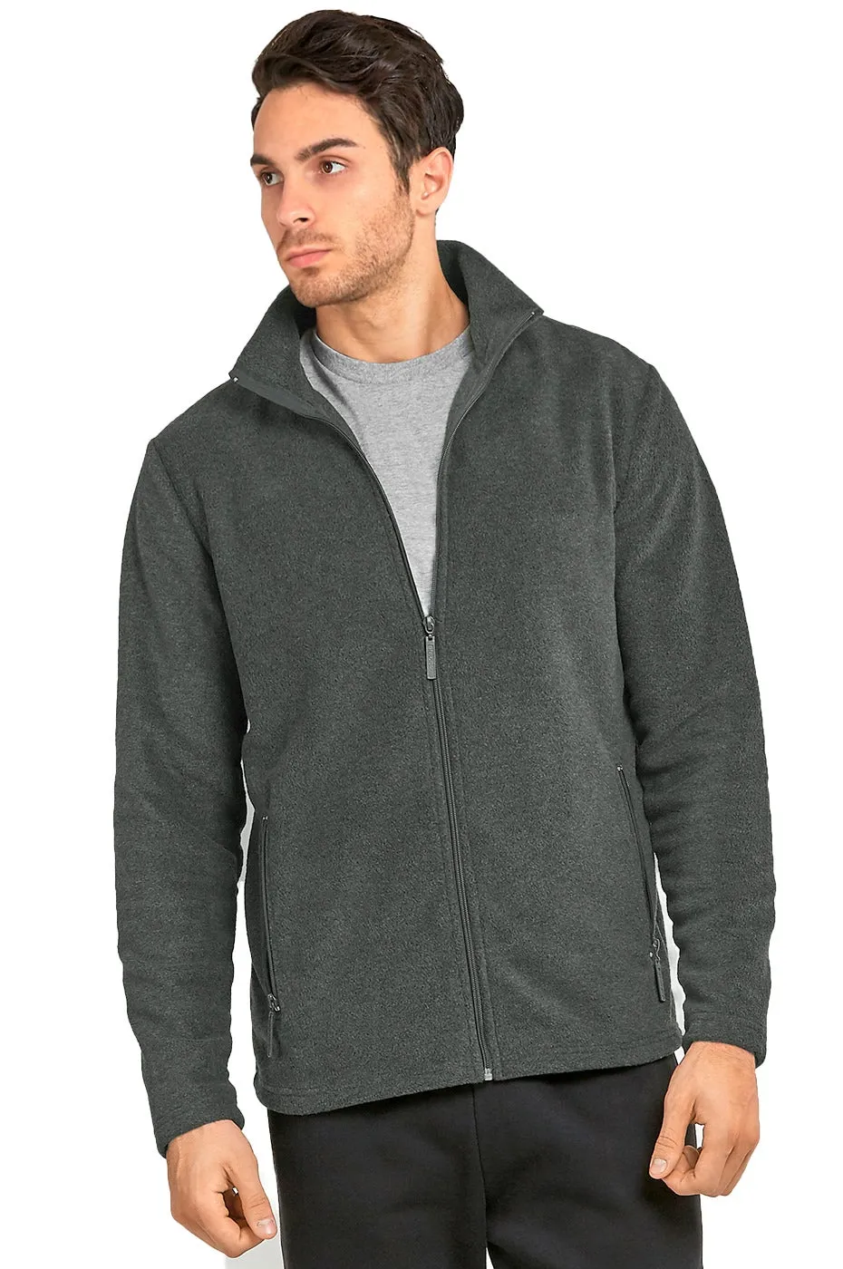 Men's Full-Zip Polar Fleece Lined Jacket Outdoor Warm Winter Coat with Pockets