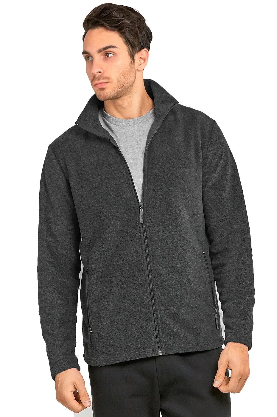 Men's Full-Zip Polar Fleece Lined Jacket Outdoor Warm Winter Coat with Pockets