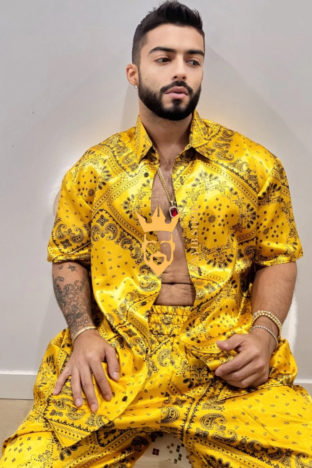 Men's Gold Silk Set - Elevate Your Wardrobe with Luxury Mulberry Silk - Free Shipping and Perfect Fit